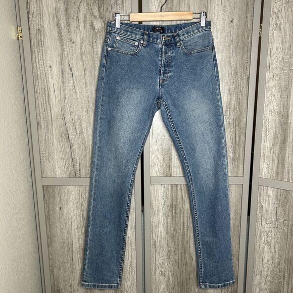A.P.C. Jeans Size 29 Petit Standard Droit Etroit Straight Slim Leg Blue - Picture 1 of 6